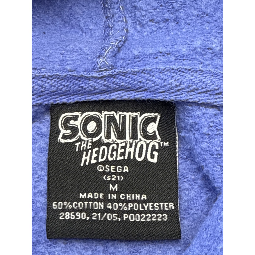 SONIC THE HEDGEHOG Graphic Pullover Hoodie M Blue 60%COTTON 40%POLYESTER - Picture 8 of 9